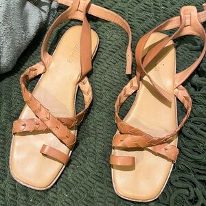 Madewell Brown Leather Braided Sandals